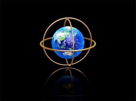 planet earth rings - earth with longitude and latitude rings on dark background Stock Photo - Budget Royalty-Free & Subscription, Code: 400-04393439