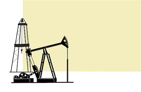 The illustration depicts the silhouettes  of derricks for the extraction of oil from the bowels of the earth. Stock Photo - Budget Royalty-Free & Subscription, Code: 400-04404649