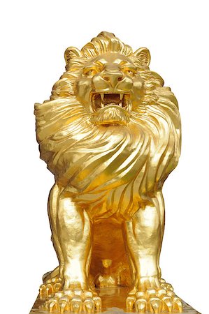 simsearch:400-05716374,k - Golden lion statue isolated on the white background Stock Photo - Budget Royalty-Free & Subscription, Code: 400-04404875