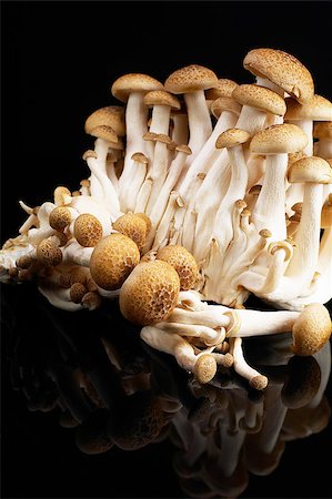 simsearch:400-04766599,k - bunch of fresh mushrooms over black reflective surface  background Stock Photo - Budget Royalty-Free & Subscription, Code: 400-04404992