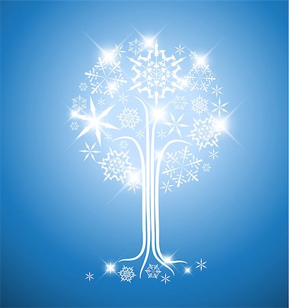 simsearch:400-07900302,k - Christmas winter abstract tree vector illustration with snowflakes Stock Photo - Budget Royalty-Free & Subscription, Code: 400-04406300