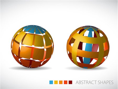 Collection of abstract spheres made from colorful stripes and squares Photographie de stock - Aubaine LD & Abonnement, Code: 400-04406323