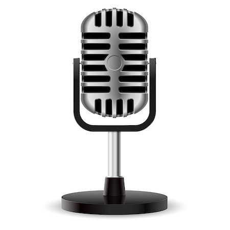 simsearch:400-04630784,k - Realistic retro microphone. Illustration on white background for design Stock Photo - Budget Royalty-Free & Subscription, Code: 400-04407189