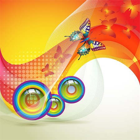 simsearch:400-06355883,k - Colorful background with butterfly Stock Photo - Budget Royalty-Free & Subscription, Code: 400-04407491