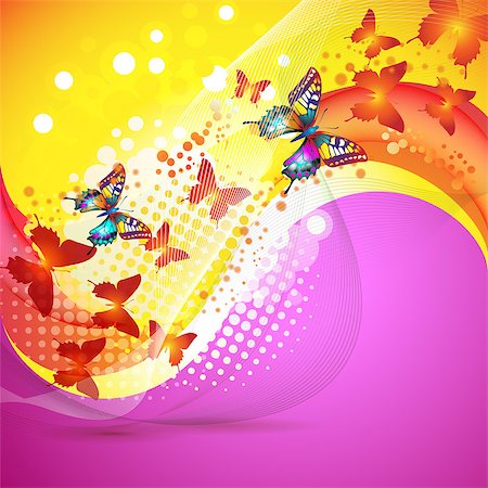 simsearch:400-06355883,k - Colorful background with butterfly Stock Photo - Budget Royalty-Free & Subscription, Code: 400-04407493