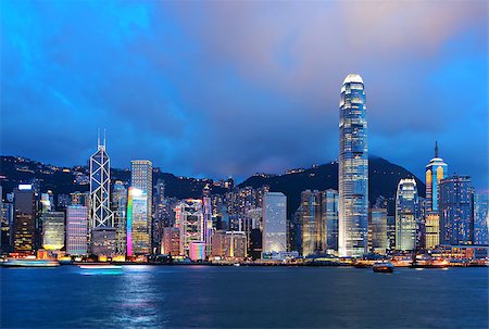 Hong Kong skyline at night Stock Photo - Budget Royalty-Free & Subscription, Code: 400-04407740