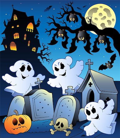 simsearch:400-04419397,k - Halloween scenery with cemetery 6 - vector illustration. Stock Photo - Budget Royalty-Free & Subscription, Code: 400-04407818