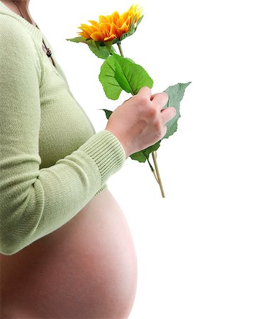 simsearch:400-05716366,k - Young Mother holding a sunflower on white background Stock Photo - Budget Royalty-Free & Subscription, Code: 400-04407901