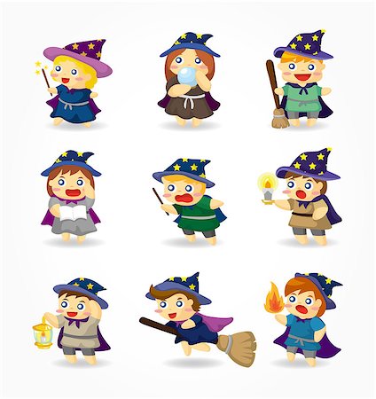 simsearch:400-06105473,k - cartoon Wizard and Witch icon set Photographie de stock - Aubaine LD & Abonnement, Code: 400-04407915