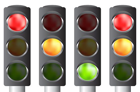 red signal of dangerous - Traffic lights set, vector illustration Stock Photo - Budget Royalty-Free & Subscription, Code: 400-04408000