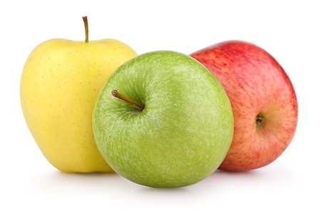 simsearch:400-07096505,k - Yellow, green and red apples isolated on white Stock Photo - Budget Royalty-Free & Subscription, Code: 400-04408187