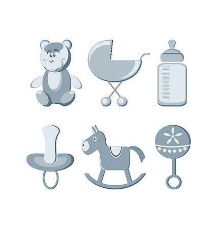 Vector illustration - baby icons set for boy arrival Stock Photo - Budget Royalty-Free & Subscription, Code: 400-04408302