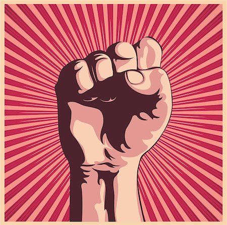 simsearch:400-06172579,k - Vector illustration in retro style of a clenched fist held high in protest. Stock Photo - Budget Royalty-Free & Subscription, Code: 400-04409193