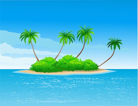 simsearch:400-03991814,k - Vector illustration of Tropical island Stock Photo - Budget Royalty-Free & Subscription, Code: 400-04409653