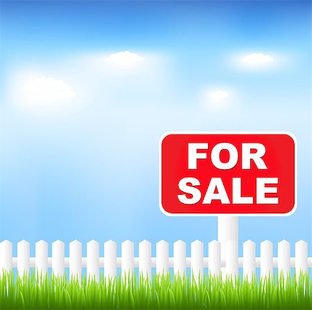 property sale - For Sale Sign With Grass And Blue Sky, Vector Illustration Stock Photo - Budget Royalty-Free & Subscription, Code: 400-04400113
