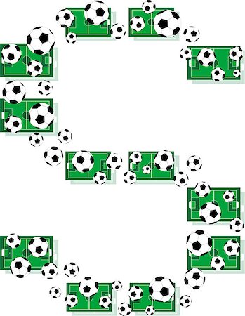 s letter designs - S, Alphabet Football letters made of soccer balls and fields. Vector Stock Photo - Budget Royalty-Free & Subscription, Code: 400-04401014