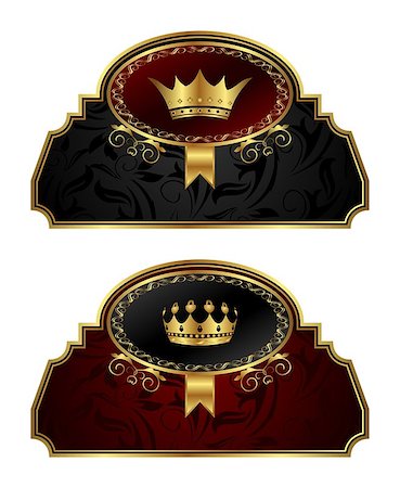 simsearch:400-05904254,k - Illustration set gold vintage labels with crown - vector Stock Photo - Budget Royalty-Free & Subscription, Code: 400-04401236