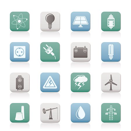 simsearch:400-04285412,k - Power and electricity industry icons - vector icon set Stock Photo - Budget Royalty-Free & Subscription, Code: 400-04401290