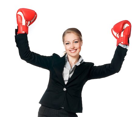 beautiful young woman with boxing gloves on white background Foto de stock - Super Valor sin royalties y Suscripción, Código: 400-04401357