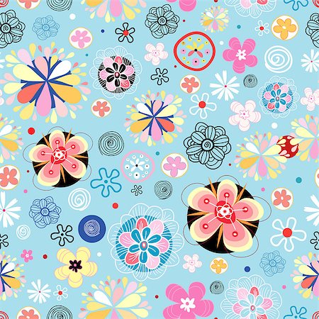 simsearch:400-05375439,k - seamless bright floral pattern on a blue background Stock Photo - Budget Royalty-Free & Subscription, Code: 400-04401844