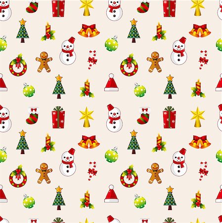 scrapbook paper retro - seamless Christmas pattern Stock Photo - Budget Royalty-Free & Subscription, Code: 400-04402438