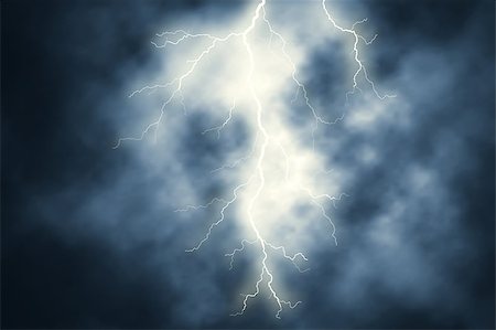 simsearch:400-04256241,k - Editable vector illustration of a lightning bolt at night with background sky made using gradient meshes Stock Photo - Budget Royalty-Free & Subscription, Code: 400-04402450