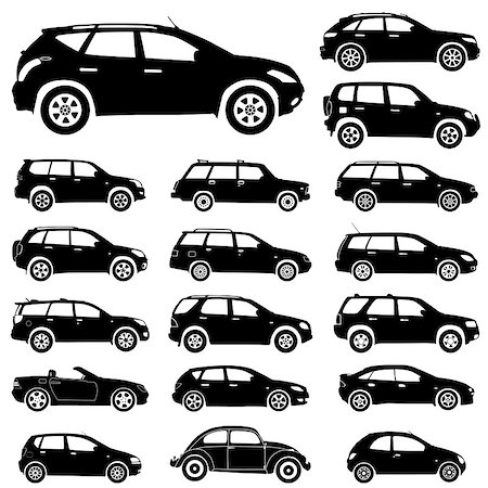 Large collection of silhouettes of cars, element for design, vector illustration Stock Photo - Budget Royalty-Free & Subscription, Code: 400-04402566
