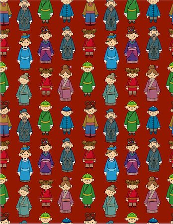 cartoon Chinese people seamless pattern Stock Photo - Budget Royalty-Free & Subscription, Code: 400-04402583