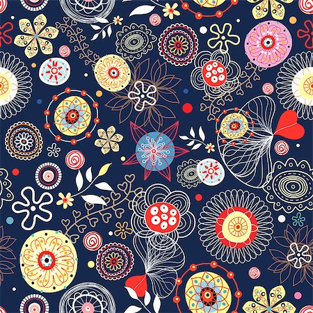 simsearch:400-05375439,k - seamless bright floral pattern on a dark blue background Stock Photo - Budget Royalty-Free & Subscription, Code: 400-04402798