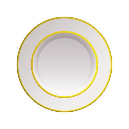 Clean crisp white china plate with gold rim Stock Photo - Budget Royalty-Free & Subscription, Code: 400-04402863