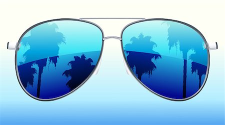 Vector illustration of  funky sunglasses with the reflection of palm trees Stock Photo - Budget Royalty-Free & Subscription, Code: 400-04403251