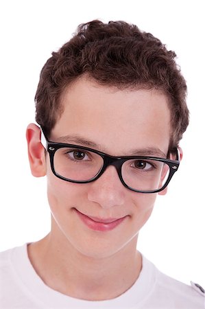 simsearch:400-04332775,k - cute boy with glasses, smiling, isolated on white, studio shot Stock Photo - Budget Royalty-Free & Subscription, Code: 400-04403304