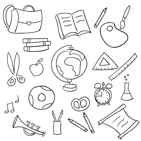 Back to school - set of school doodle illustrations Stock Photo - Budget Royalty-Free & Subscription, Code: 400-04403564