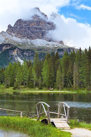 Beautiful summer Alpine  lake lago di Antorno view (Italia, Dolomites, Tre Cime di Lavaredo) Stock Photo - Budget Royalty-Free & Subscription, Code: 400-04414045