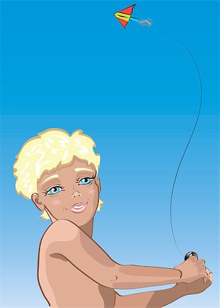 Potrait of a cute boy with kite. Also available as a vector in adobe illustrator EPS format, compressed in a zip file Stock Photo - Budget Royalty-Free & Subscription, Code: 400-04414381