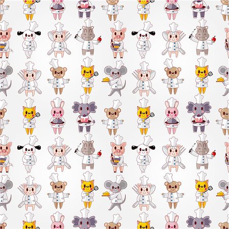 sheep happy pets - cartoon animal chef seamless pattern Stock Photo - Budget Royalty-Free & Subscription, Code: 400-04414694