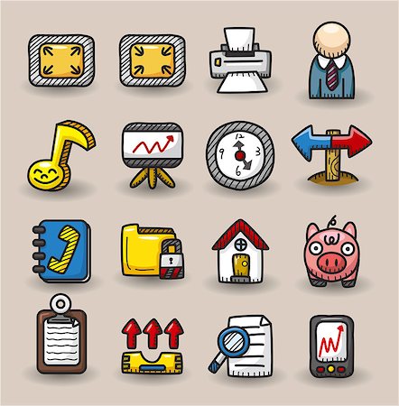 simsearch:400-03938572,k - hand draw web icons collection Stock Photo - Budget Royalty-Free & Subscription, Code: 400-04414690