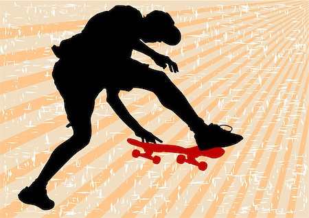 simsearch:400-05737917,k - Vector drawing of man on skateboard Stock Photo - Budget Royalty-Free & Subscription, Code: 400-04415562