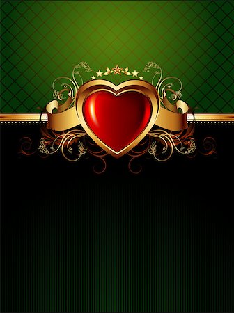 simsearch:400-04914047,k - ornate frame with golden heart, this illustration may be useful as designer work Stock Photo - Budget Royalty-Free & Subscription, Code: 400-04417624