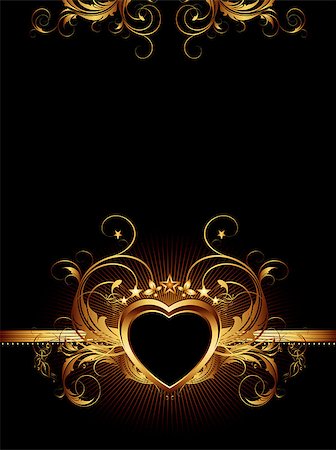 simsearch:400-04914047,k - ornate frame with golden heart, this illustration may be useful as designer work Stock Photo - Budget Royalty-Free & Subscription, Code: 400-04417622