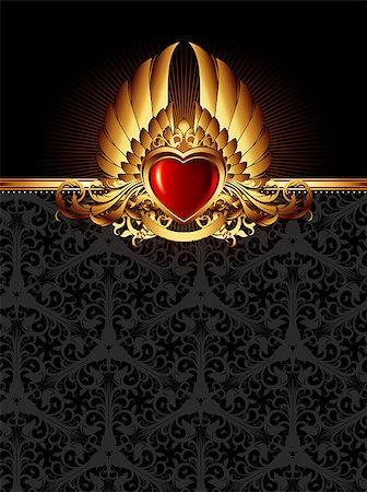 simsearch:400-04914047,k - ornate frame with golden heart, this illustration may be useful as designer work Stock Photo - Budget Royalty-Free & Subscription, Code: 400-04417623