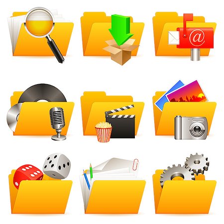 Set of 9 folder icons. Stock Photo - Budget Royalty-Free & Subscription, Code: 400-04418095
