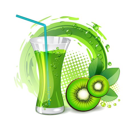 simsearch:400-06082374,k - Glass of kiwi juice with kiwi slices Stock Photo - Budget Royalty-Free & Subscription, Code: 400-04418711