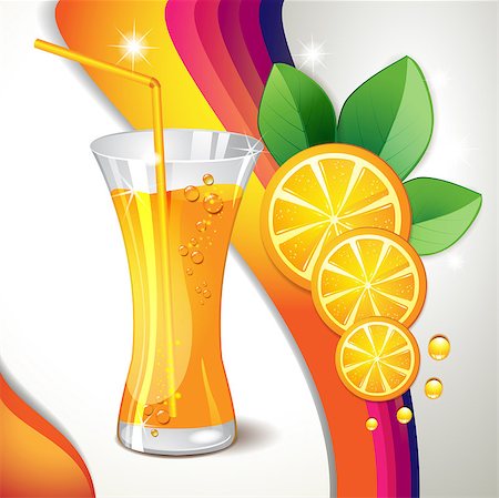 simsearch:400-06082374,k - Glass of orange juice with slices orange over colored background Stock Photo - Budget Royalty-Free & Subscription, Code: 400-04418723