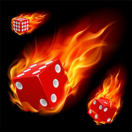 Dice in fire. Illustration on black background Stock Photo - Budget Royalty-Free & Subscription, Code: 400-04418794
