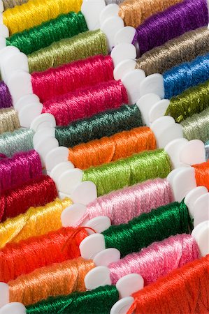 simsearch:6109-08701535,k - A selection of brightly coloured cotton threads on bobbins Stock Photo - Budget Royalty-Free & Subscription, Code: 400-04419249