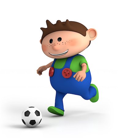 simsearch:400-04924737,k - cute little cartoon boy playing soccer - high quality 3d illustration Stock Photo - Budget Royalty-Free & Subscription, Code: 400-04419796