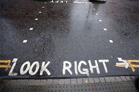 paintings of cross roads - Look Right warning painted on street at a pedestrian zebra crossing in a London, United Kingdom Stock Photo - Budget Royalty-Free & Subscription, Code: 400-04410385