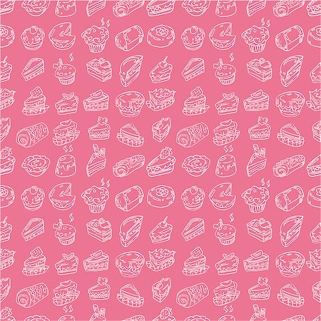 hand draw cake seamless pattern Stock Photo - Budget Royalty-Free & Subscription, Code: 400-04410698