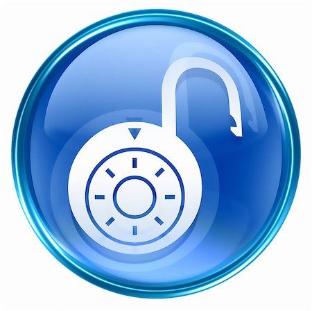 Lock on, icon blue, isolated on white background. Photographie de stock - Aubaine LD & Abonnement, Code: 400-04411091
